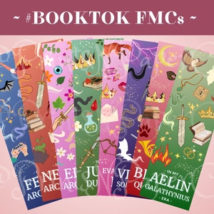 Booktok FMCs Bookmark Set of 8 | Digital Download | ACOTAR, Throne of Glass, Cresent City, Cruel Prince, Fourth Wing, OUABH