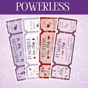 Powerless Digital Download Bookmark Set | Lauren Roberts | Powerless, Powerful, Reckless, Fearless