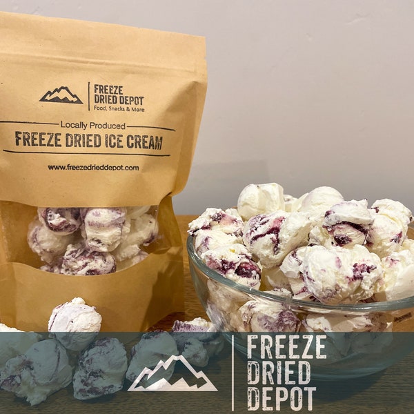 Freeze Dried Huckleberry Ice Cream, Freeze Dried Ice Cream, Freeze Dried Snacks, Freeze Dried Food
