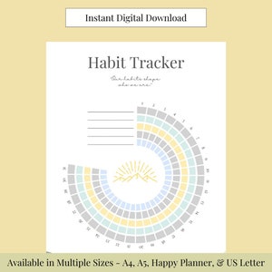 Printable Monthly Habit Tracker - Circle Habit Tracker - Printable Habit Tracker - Instant Download