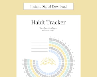 Printable Monthly Habit Tracker - Circle Habit Tracker - Printable Habit Tracker - Instant Download