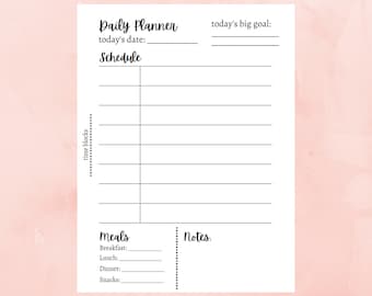 Time Blocking Planner Printable, Daily Planner with Time Blocks Printable Planner Insert