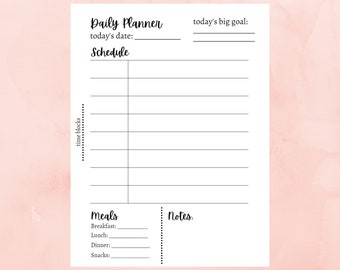 Time Blocking Daily Planner Printable: A4, US Letter (Digital Download)
