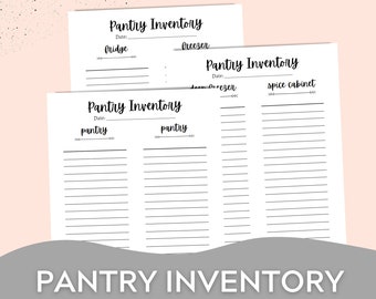 Pantry Inventory Printable, Pantry Inventory Template