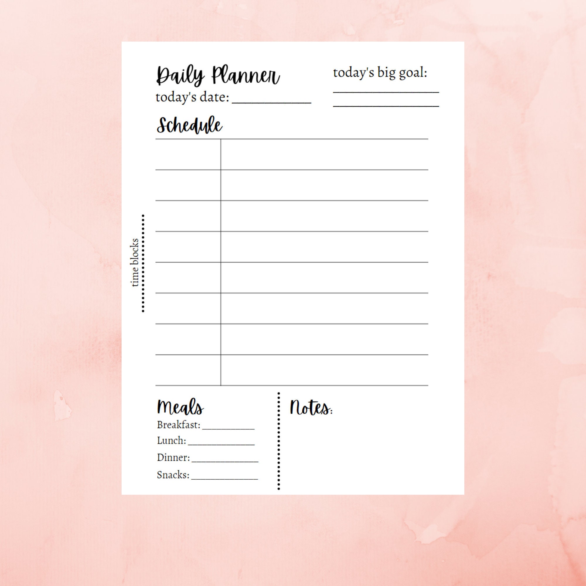 Time Blocking Planner Printable, Daily Planner With Time Blocks ...
