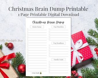 Christmas Brain Dump Printable: Holiday Planner Insert (PDF)