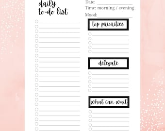 Daily To-Do List Printable, Printable To-Do List Planner Insert