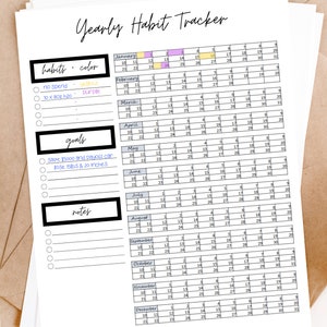 Yearly Habit Tracker Printable, Printable Habit Tracker - Etsy