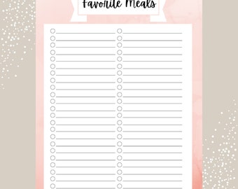 Favorite Meals Printable: Family Meal Planning Guide (Digital Download)