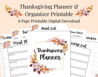 Printable Thanksgiving Planner: Holiday Organizer (Digital Download)