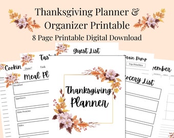 Printable Thanksgiving Planner, Printable Holiday Planner, Printable Holiday Binder, Thanksgiving Planner, Thanksgiving Organizer