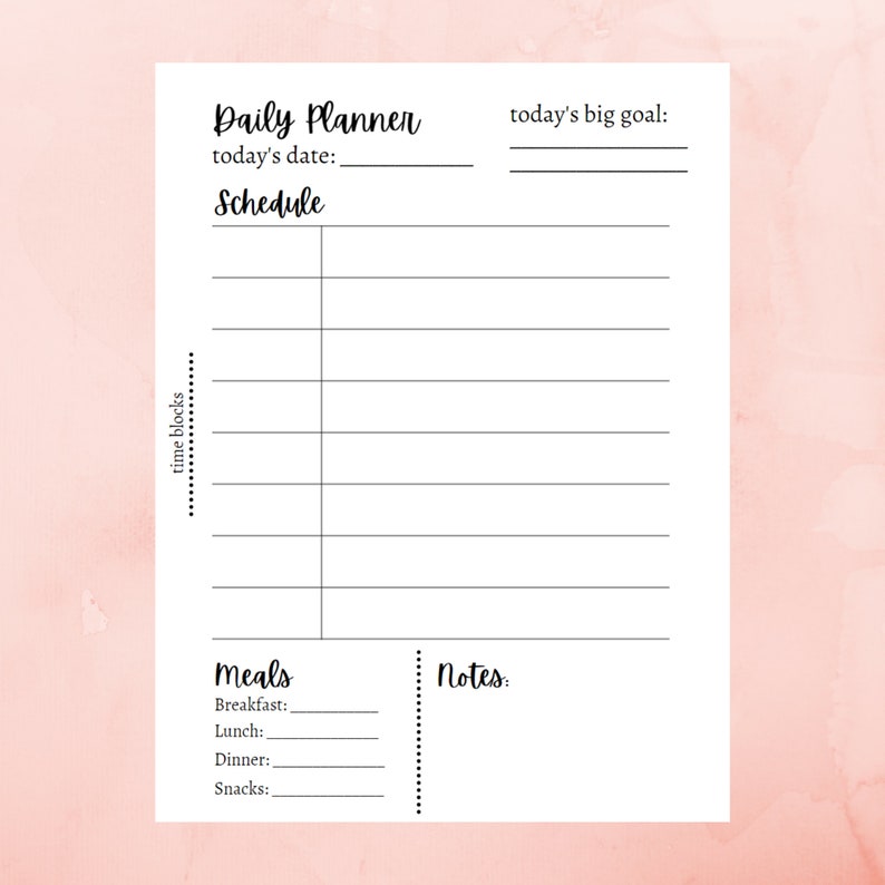 Time Blocking Planner Printable, Daily Planner With Time Blocks ...