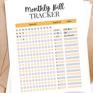 Monthly Bill Tracker Printable, Bill Tracker Planner Insert image 2