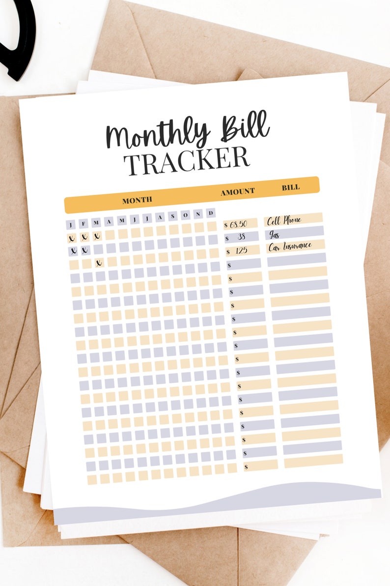 Monthly Bill Tracker Printable, Bill Tracker Planner Insert image 2