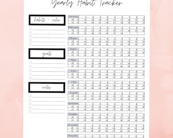 Yearly Habit Tracker Printable: Goal Planner (PDF Download)