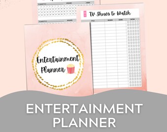 Entertainment Planner: TV, Movies, Books Tracker (Printable)