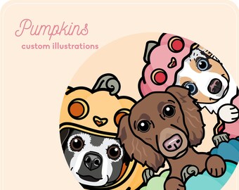 Pumpkin Custom Illustration, Digital Drawing, Pet Portrait