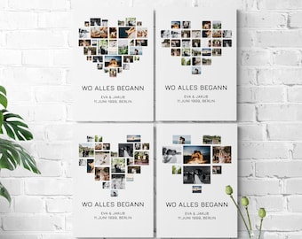 Fotocollage-Poster in Herzform, bestes Jubiläumsgeschenk für ihn, unvergessliches Momentgeschenk