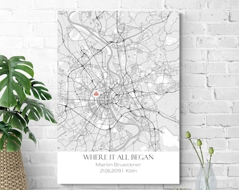 Company Location Map With Your Company Logo, Retirement or Work Anniversary Gift for Colleague