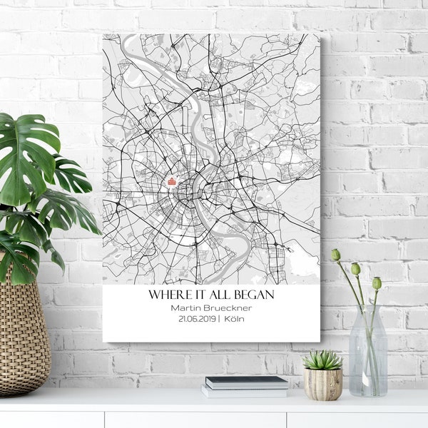 Company Location Map With Your Company Logo, Retirement or Work Anniversary Gift for Colleague