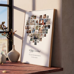 Poster collage fotografico a forma di cuore, regalo ricordo personalizzato per lui o per lei, regalo di anniversario per marito e moglie