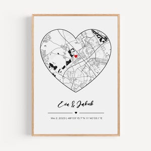 Affiche de la carte Where It All Began, cadeau de mariage créatif pour amis et collègues de moins de 50 euros, fichier numérique ou prêt à accrocher avec cadre en bois