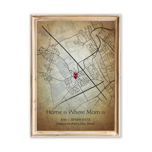 Decorazione vintage con poster per la casa di famiglia per la mamma - Stampa personalizzata per la festa della mamma o il compleanno - Casa è dove c'è la mamma - Regalo dai bambini