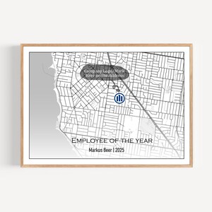 Mitarbeiteranerkennungsgeschenk – Kundenspezifischer Map-Print für den Top-Performer oder Verkaufs-Champion – Personalisierte Auszeichnung für den Besten Mitarbeiter des Jahres
