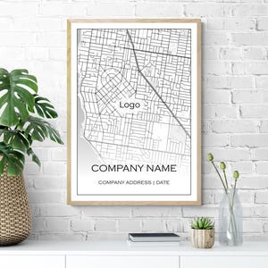 Benutzerdefinierte Karte Geschenk für Kunden - Personalisierter Firmenstandort Druck - Geschäft Wertschätzung Geschenk für Kunden - Unternehmen Danke Wandkunst