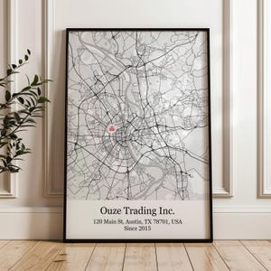 Company Location Map With Your Company Logo, Retirement or Work Anniversary Gift for Colleague