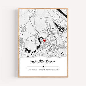 Stampa personalizzata "Dove tutto ebbe inizio", un regalo romantico per l'anniversario di lui/lei, le dimensioni del poster possono essere personalizzate
