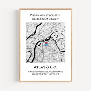 Cadeau personnalisé pour partenariat commercial : affiche de carte de localisation personnalisée pour une collaboration d'entreprise, les jalons de l'entreprise et les voyages d'affaires