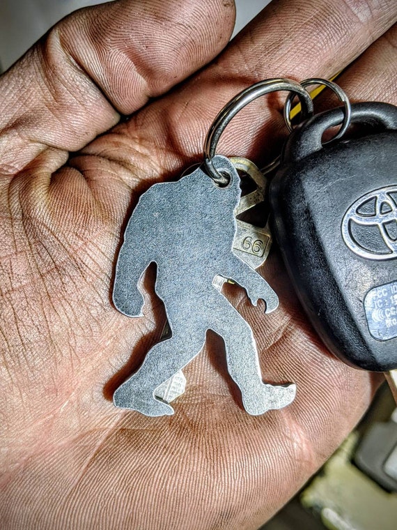 Keychain - Rectangle - Bigfoot Sasquatch - Leather Keychain - Rectangle - Bigfoot Sasquatch - Leather