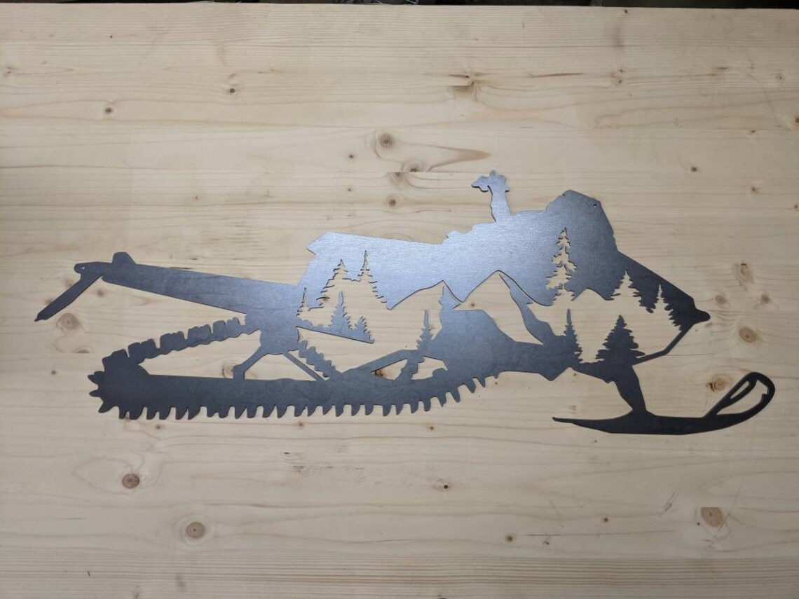 Snowmobile Mountains Metal Sign Etsy