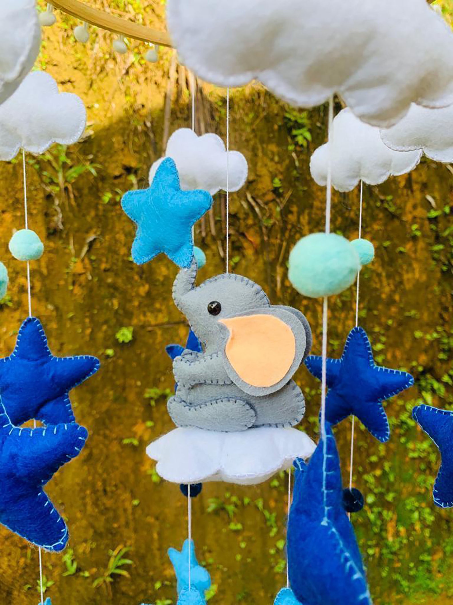 Monochrome Baby Mobile Elephant Mobile Personalization Etsy