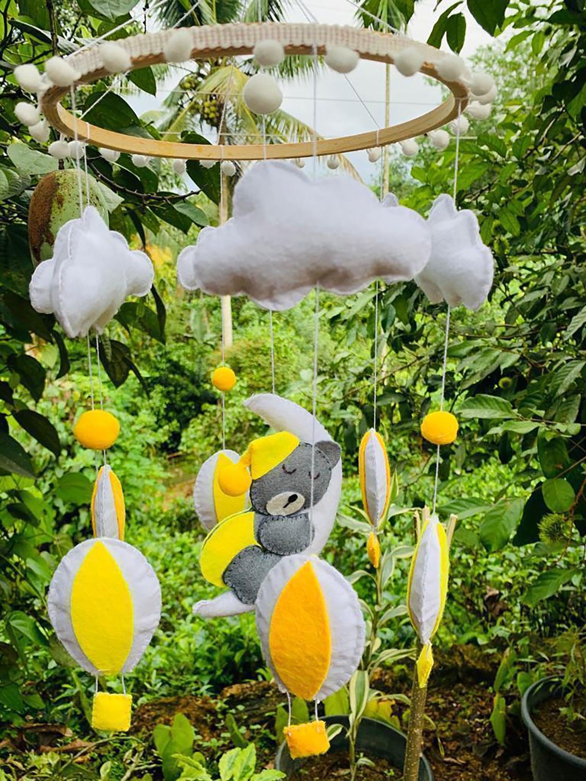 Felt Cot Mobile Baby Mobile Hot Air Balloon Mobile Baby Etsy