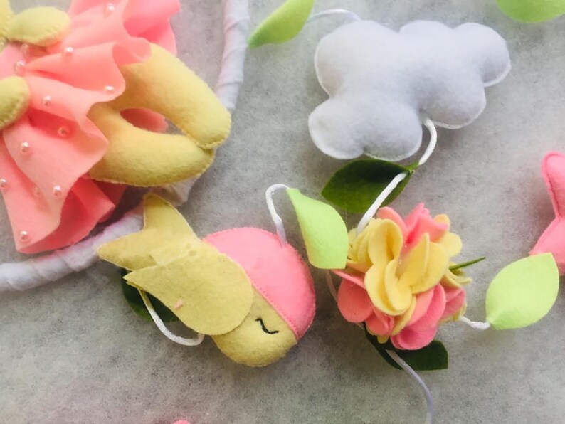 Bunny Mobile Nursery Decor Felt Crib Mobile Baby Shower Gift Etsy