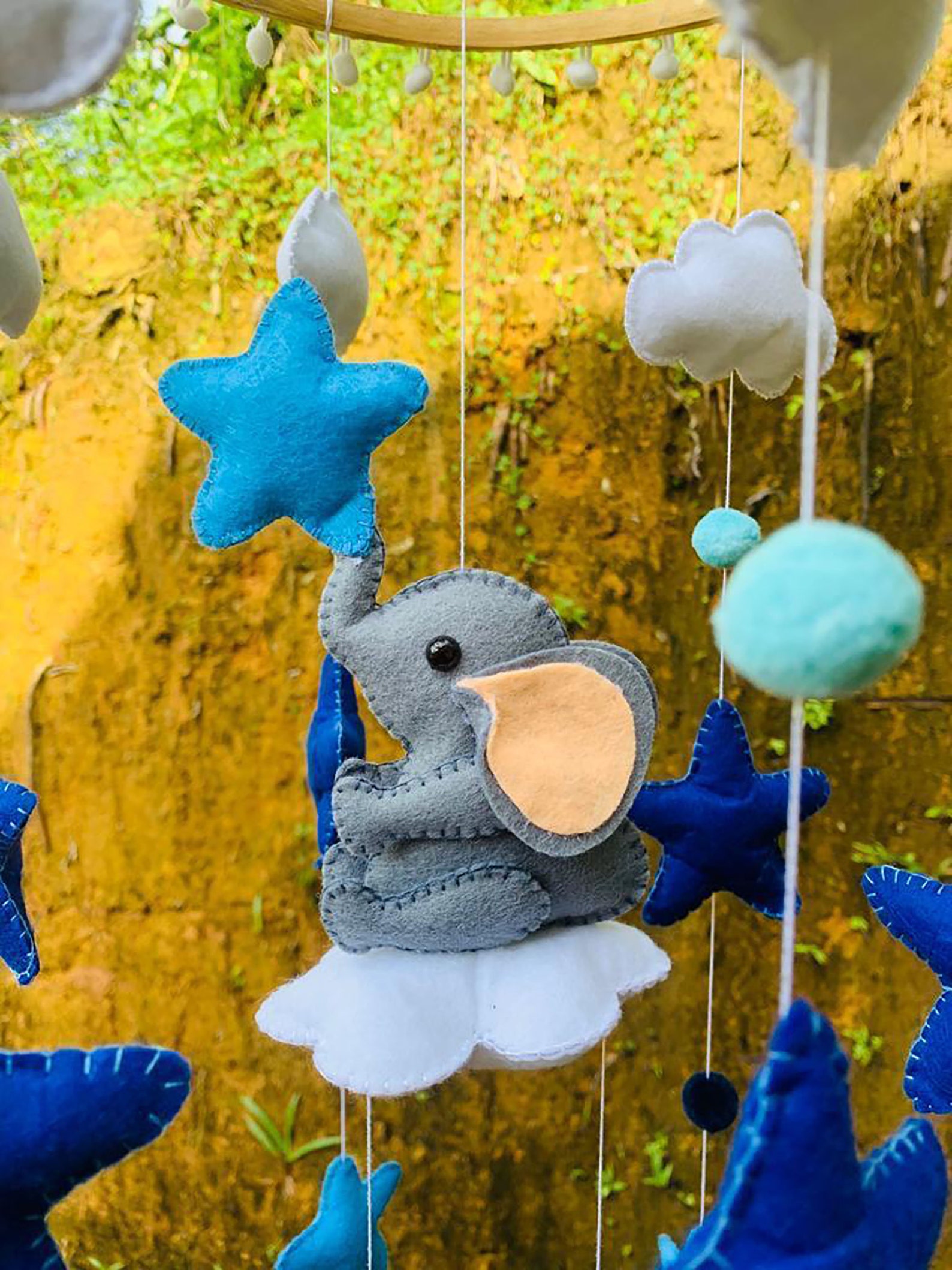 Monochrome Baby Mobile Elephant Mobile Personalization Etsy