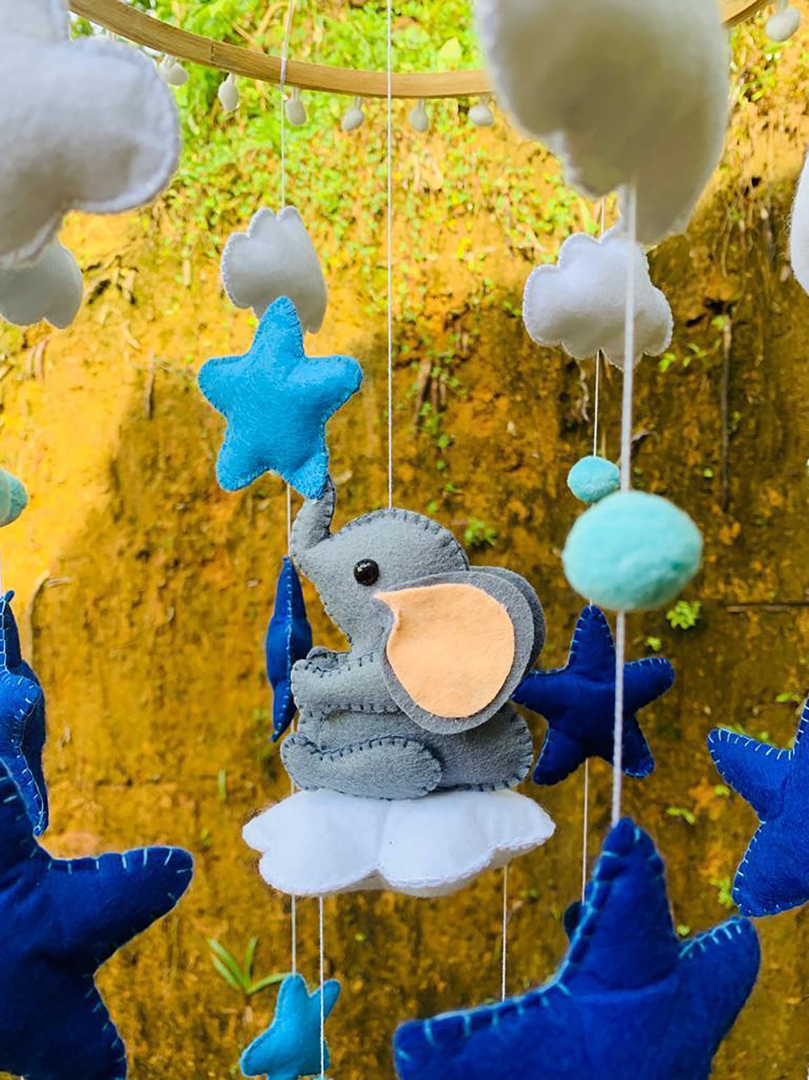 Monochrome Baby Mobile Elephant Mobile Personalization Etsy