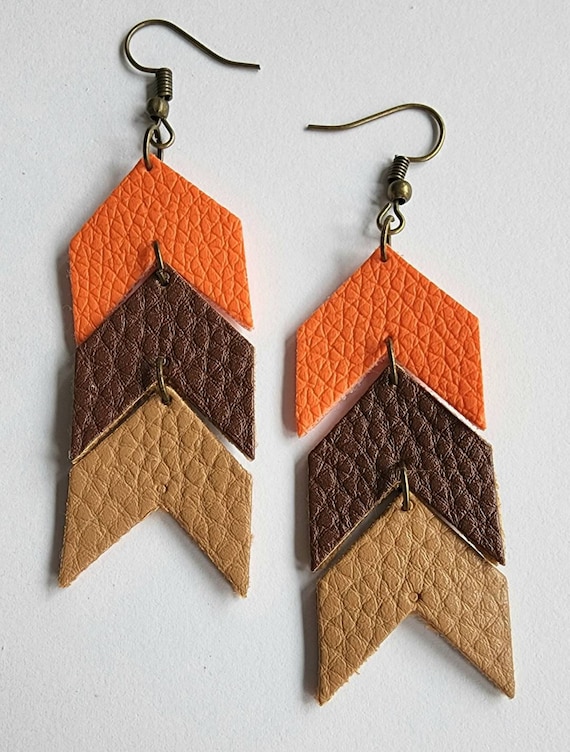 Fall themed faux leather earrings