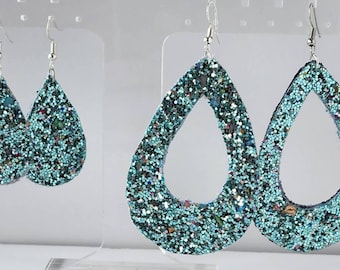 Faux leather glitter earrings - 2 pair