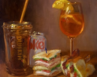 DC, Club, Iced Coffee, Aperol Spritz - NOAH VERRIER Original still life oil painting, Signed fine art print