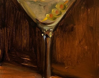 Dirty Martini (Canvas print) - NOAH VERRIER Original still life oil painting, Signed fine art print