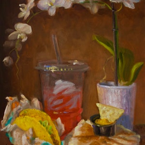 Taco Bell Crunchwrap - NOAH VERRIER Original still life oil painting, Signed fine art print