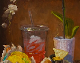 Taco Bell Crunchwrap - NOAH VERRIER Original still life oil painting, Signed fine art print