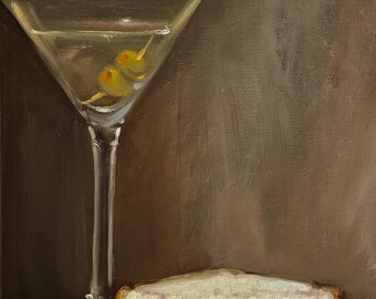 Dirty Martini & PBJ 11x14 - NOAH VERRIER Original still life oil painting, Signed fine art print