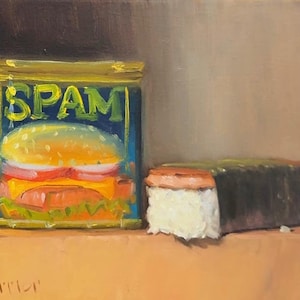 SPAM Musubi - NOAH VERRIER Original still life oil painting, Signed fine art print