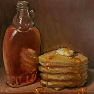 Pancakes - NOAH VERRIER Original still life oil painting, Signed fine art print