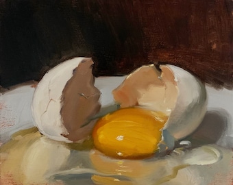 Broken Egg- NOAH VERRIER Original still life oil painting, Signed fine art print