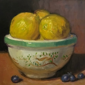 Lemons in Birds of Brit - NOAH VERRIER Original still life oil painting, Signed fine art print